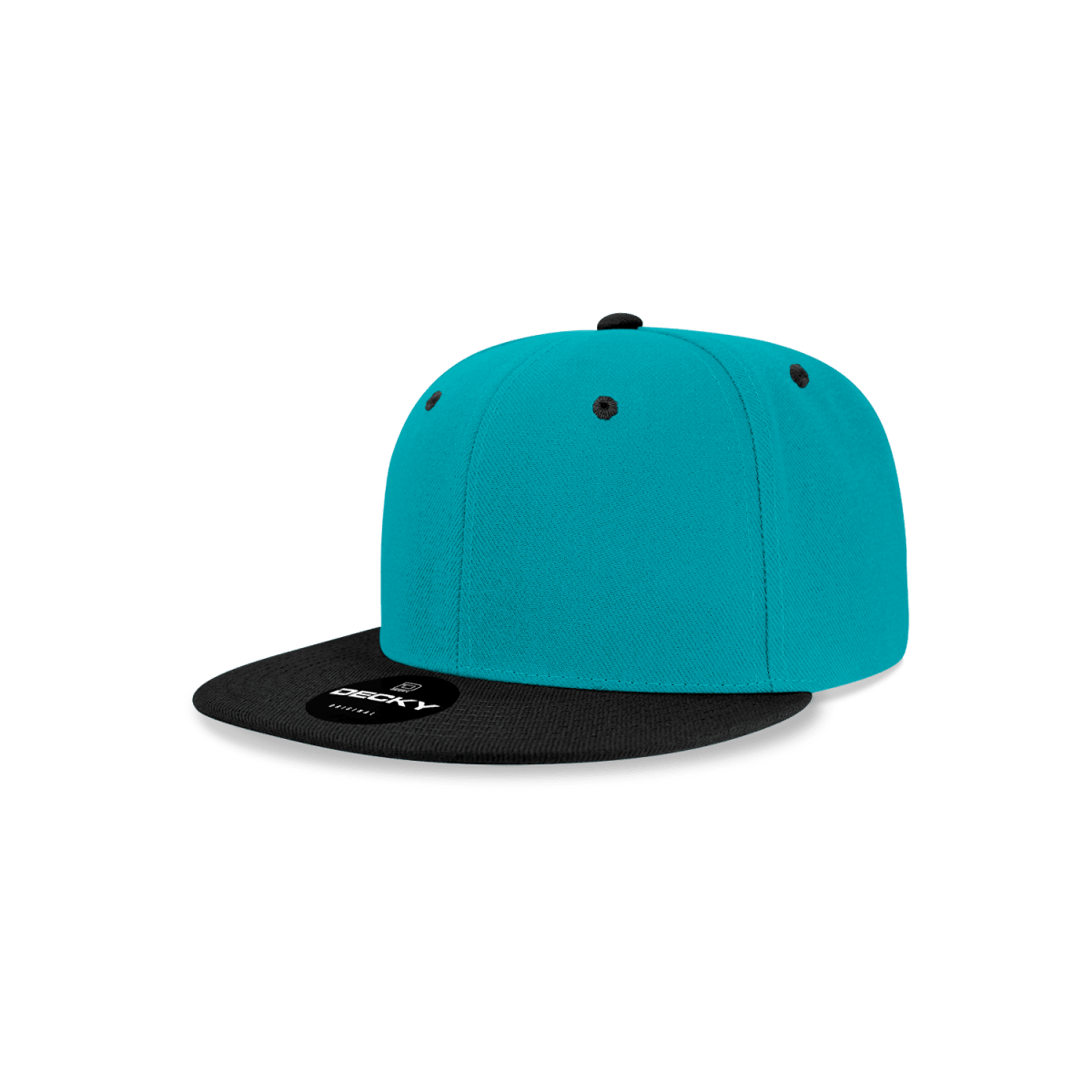 Decky Youth 6 Panel High Profile Structured Acrylic/Polyester Snapback | Decky 7011 Teal/Black OSFM