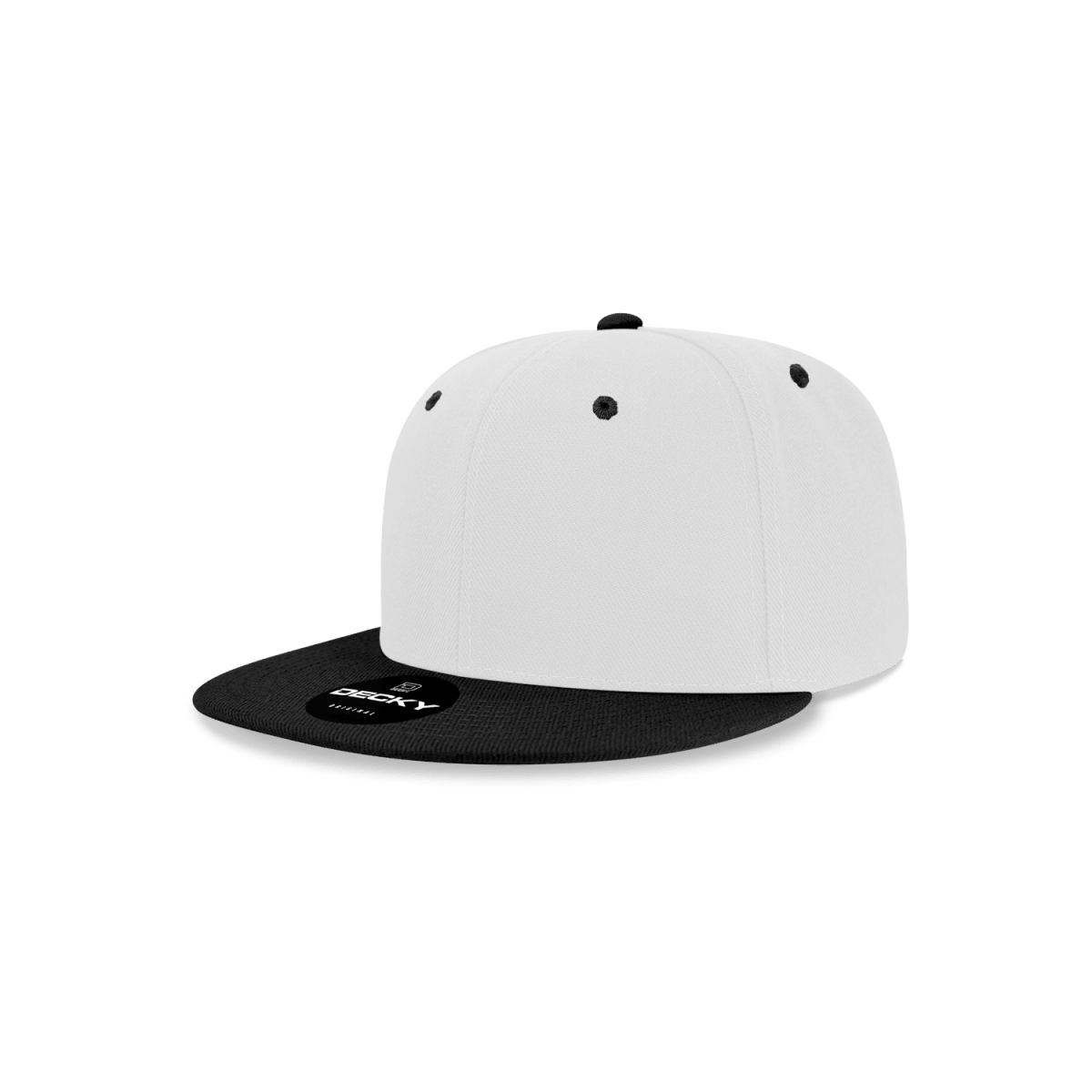 Decky Youth 6 Panel High Profile Structured Acrylic/Polyester Snapback | Decky 7011 White/Black OSFM