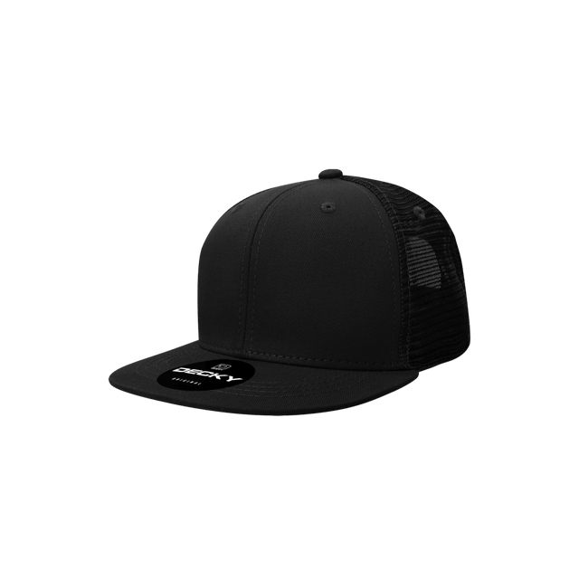Decky Youth 6 Panel High Profile Structured Cotton Trucker | Decky 5010 Black Standard