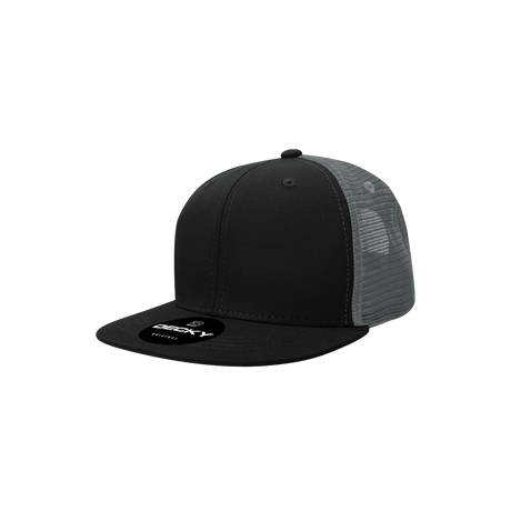 Decky Youth 6 Panel High Profile Structured Cotton Trucker | Decky 5010 Black/Black/Charcoal OSFM
