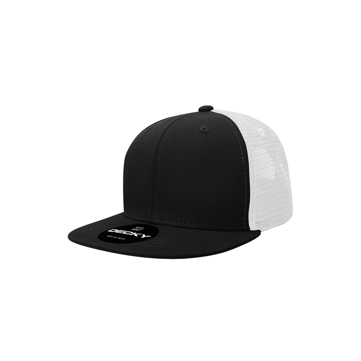 Decky Youth 6 Panel High Profile Structured Cotton Trucker | Decky 5010 Black/White Standard