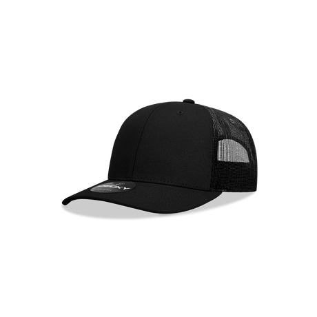 Decky Youth 6 Panel Mid Profile Structured Cotton Trucker | Decky 5019 Black Standard