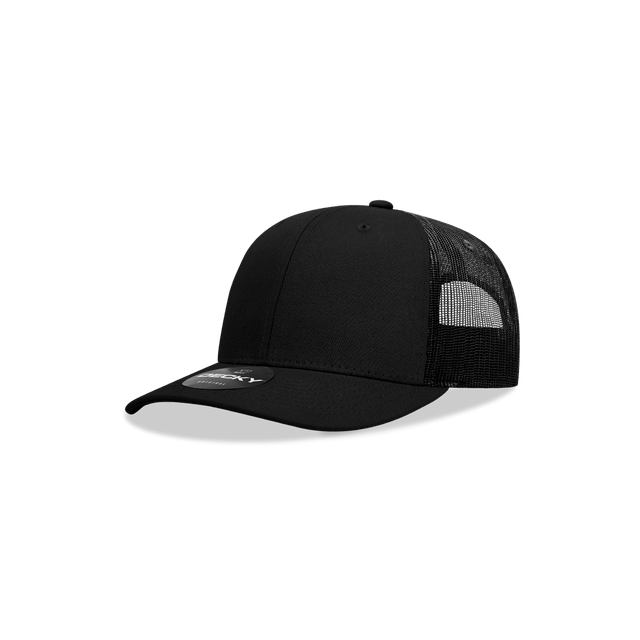 Decky Youth 6 Panel Mid Profile Structured Cotton Trucker | Decky 5019 Black Standard