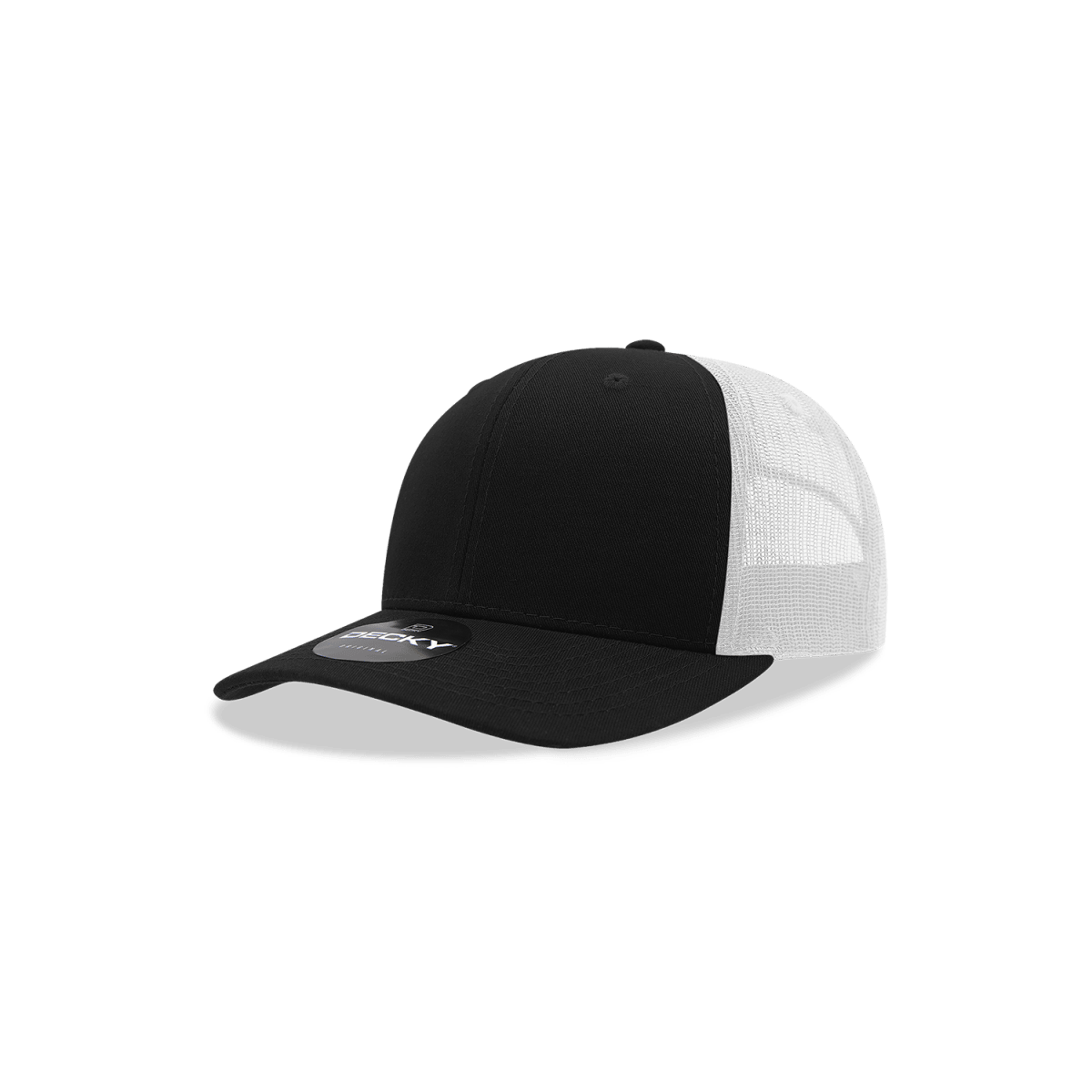 Decky Youth 6 Panel Mid Profile Structured Cotton Trucker | Decky 5019 Black/White Standard