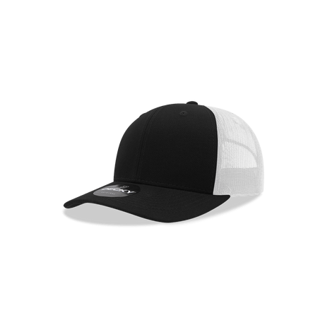 Decky Youth 6 Panel Mid Profile Structured Cotton Trucker | Decky 5019 Black/White Standard