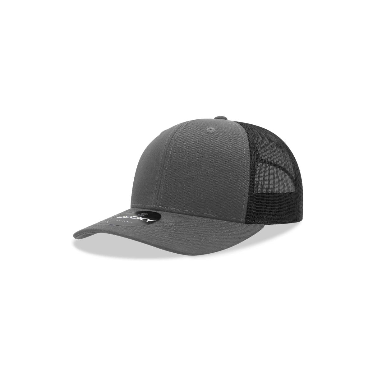 Decky Youth 6 Panel Mid Profile Structured Cotton Trucker | Decky 5019 Charcoal/Black Standard