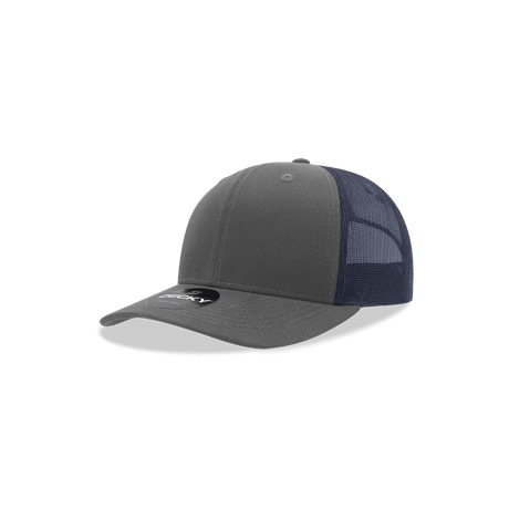 Decky Youth 6 Panel Mid Profile Structured Cotton Trucker | Decky 5019 Charcoal/Navy Standard