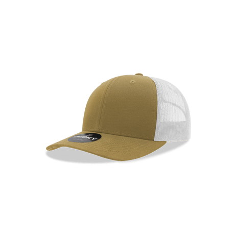 Decky Youth 6 Panel Mid Profile Structured Cotton Trucker | Decky 5019 Khaki/White Standard