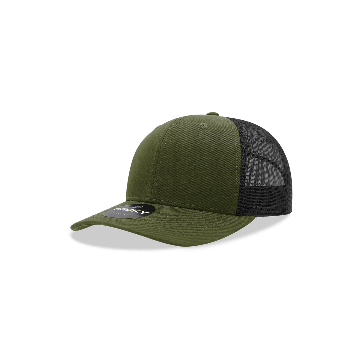 Decky Youth 6 Panel Mid Profile Structured Cotton Trucker | Decky 5019 Loden/Black Standard