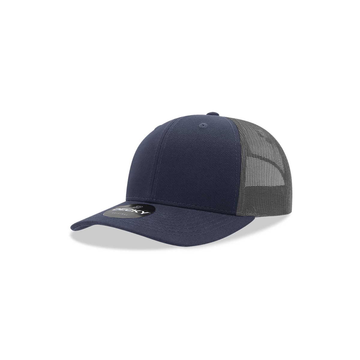 Decky Youth 6 Panel Mid Profile Structured Cotton Trucker | Decky 5019 Navy/Charcoal Standard