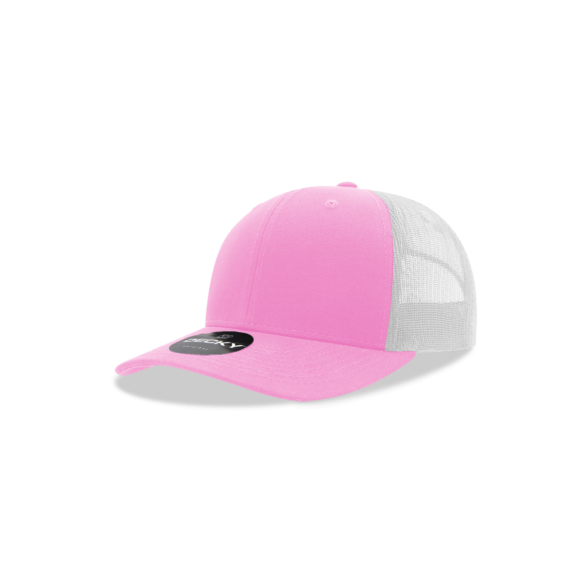 Decky Youth 6 Panel Mid Profile Structured Cotton Trucker | Decky 5019 Pink/White Standard