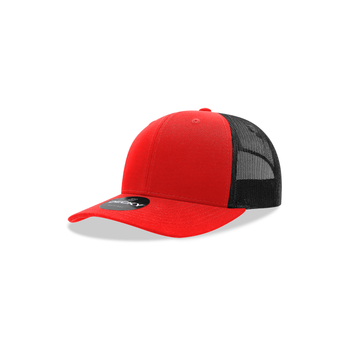 Decky Youth 6 Panel Mid Profile Structured Cotton Trucker | Decky 5019 Red/Black Standard