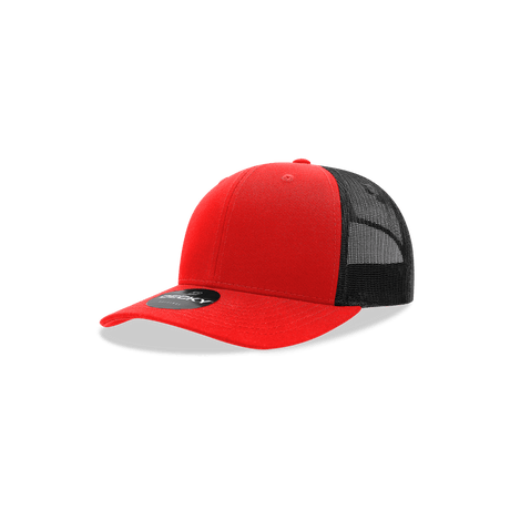 Decky Youth 6 Panel Mid Profile Structured Cotton Trucker | Decky 5019 Red/Black Standard