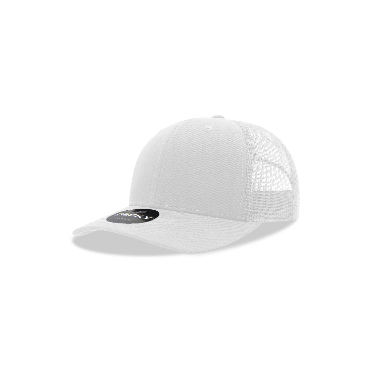 Decky Youth 6 Panel Mid Profile Structured Cotton Trucker | Decky 5019 White Standard
