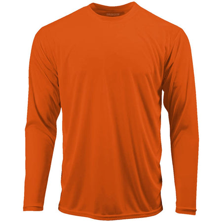 Mens Long Sleeve Moisture Wicking Athletic Shirts in Mens Sizes XS-4XL Activewear DRI-EQUIP Deep Orange