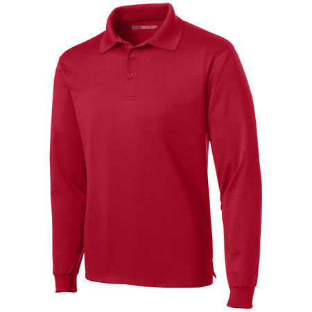 Men's Long Sleeve Micropique Sport-Wick Polo Polos/Knits DRI-EQUIP Deep Red X-Small