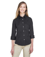Devon & Jones Women's Perfect Fit™ Three - Quarter Sleeve Stretch Poplin Dress Shirt - Devon & Jones 13337 Black XS