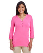 Devon & Jones Women's Perfect Fit™ Y - Placket Convertible Sleeve Knit Top - Devon & Jones 13190 Charity Pink XS