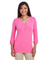 Devon & Jones Women's Perfect Fit™ Y - Placket Convertible Sleeve Knit Top - Devon & Jones 13190 Charity Pink XS
