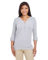 Devon & Jones Women's Perfect Fit™ Y - Placket Convertible Sleeve Knit Top - Devon & Jones 13190 Grey Heather XS