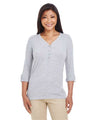Devon & Jones Women's Perfect Fit™ Y - Placket Convertible Sleeve Knit Top - Devon & Jones 13190 Grey Heather XS