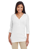 Devon & Jones Women's Perfect Fit™ Y - Placket Convertible Sleeve Knit Top - Devon & Jones 13190 White XS