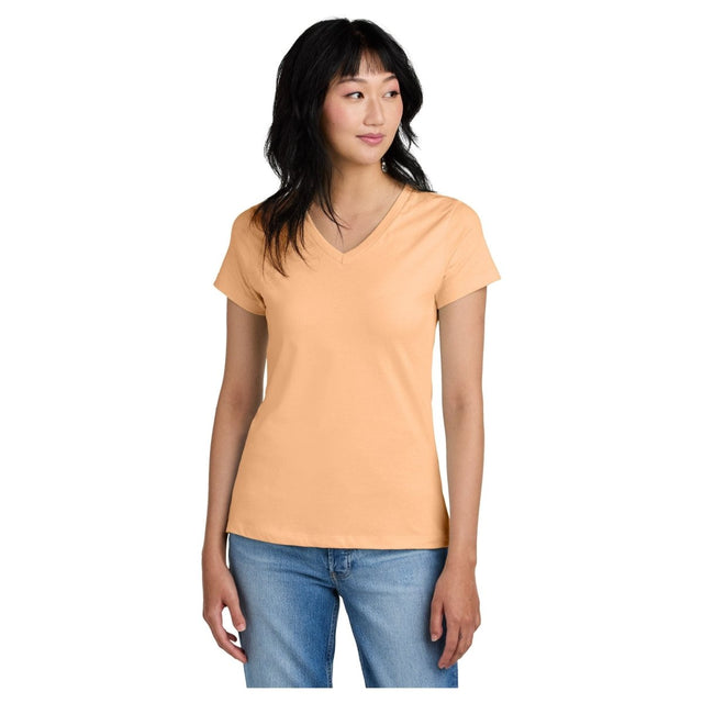 District DM1170L Ladies Perfect Weight V - Neck Tee Apricot Women's V - Neck T-Shirts