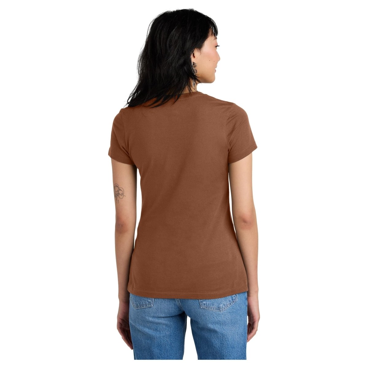 District DM1170L Ladies Perfect Weight V - Neck Tee Baked Clay Women's V - Neck T-Shirts