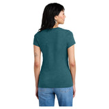 District DM1170L Ladies Perfect Weight V - Neck Tee Caribbean Blue Heather Women's V - Neck T-Shirts