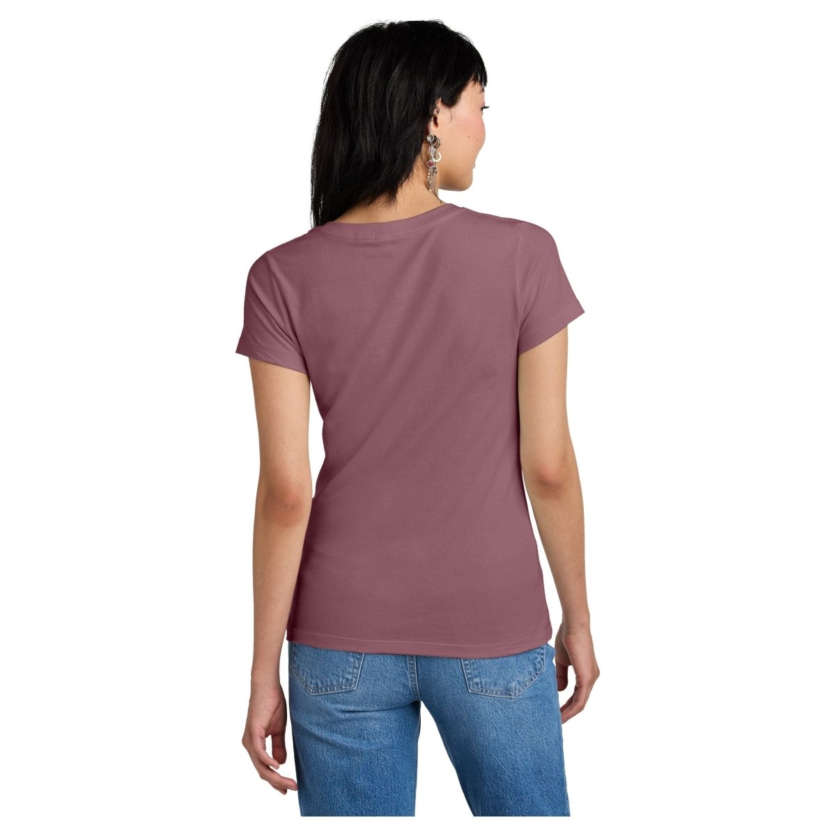 District DM1170L Ladies Perfect Weight V - Neck Tee Orchid Haze Women's V - Neck T-Shirts