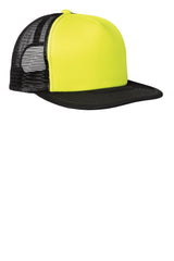 District ® Flat Bill Snapback Trucker Cap. DT624 - District DT624 Neon Yellow OSFA Trucker Caps