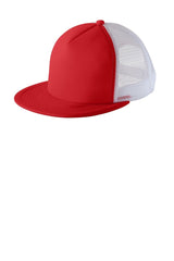 District ® Flat Bill Snapback Trucker Cap. DT624 - District DT624 New Red OSFA Trucker Caps
