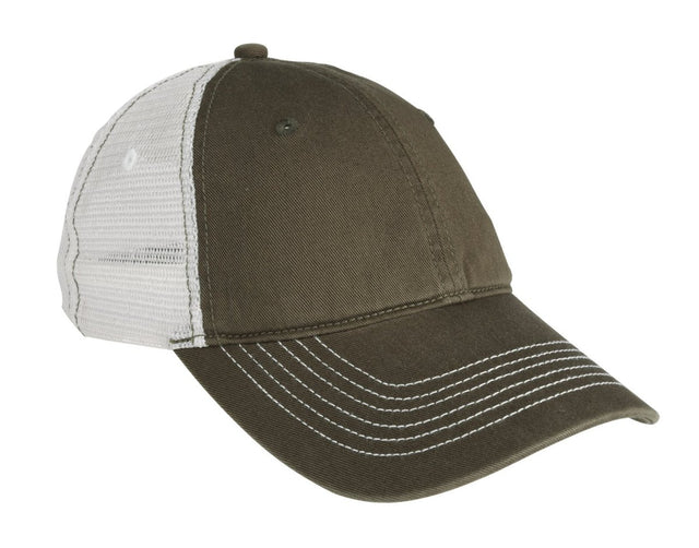 District ® Mesh Back Cap. DT607 - District DT607 Army/ White OSFA Hats