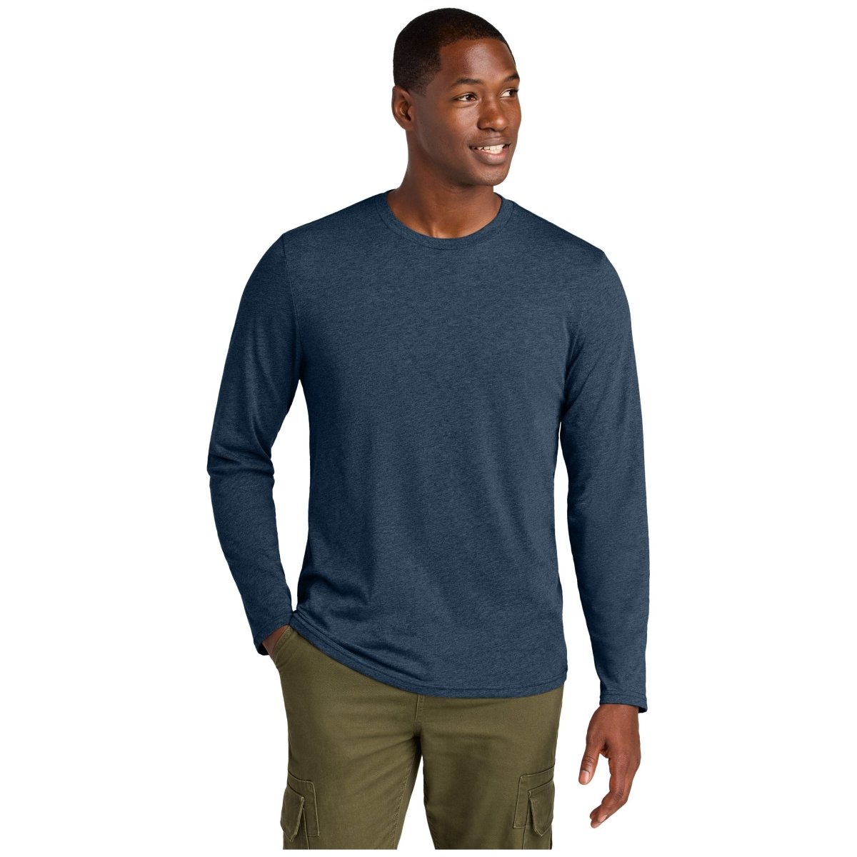 District® Perfect Weight® CVC Long Sleeve Tee - DT185 Heathered Navy XS Long Sleeve T-Shirts