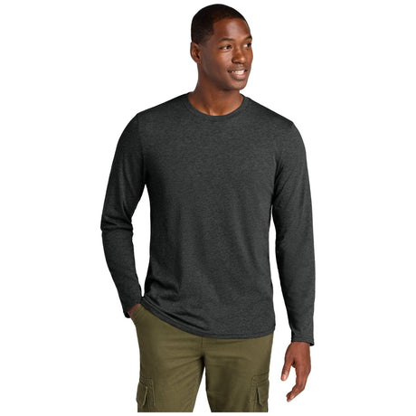 District® Perfect Weight® CVC Long Sleeve Tee - DT185 Jet Black Heather XS Long Sleeve T-Shirts