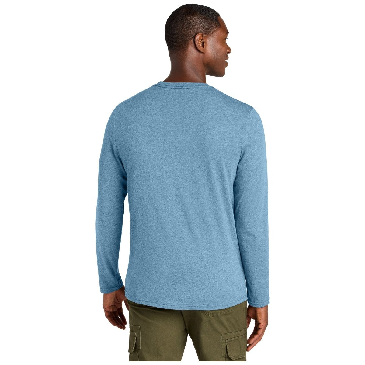 District® Perfect Weight® CVC Long Sleeve Tee - DT185 Tundra Blue Heather XS Long Sleeve T-Shirts