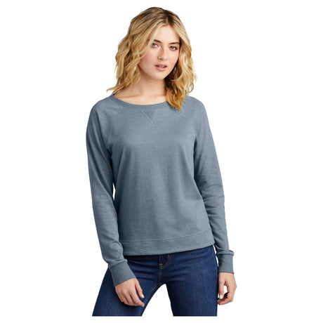 District® Women’s Featherweight French Terry™ Long Sleeve Crewneck DT672 Flint Blue Heather XS Crewneck Sweatshirts