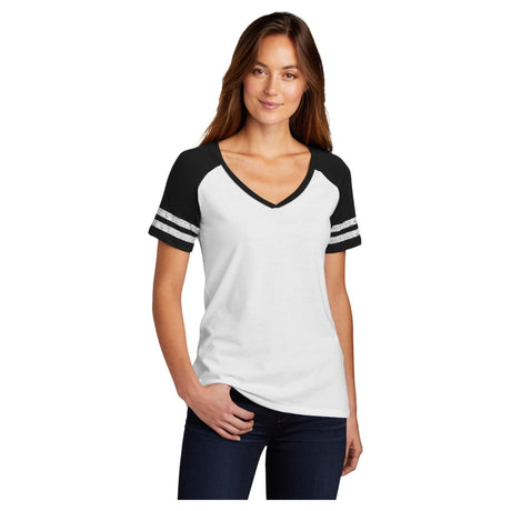 District® Women’s Game V - Neck Tee DM476 White / Black XS Women's V - Neck T-Shirts