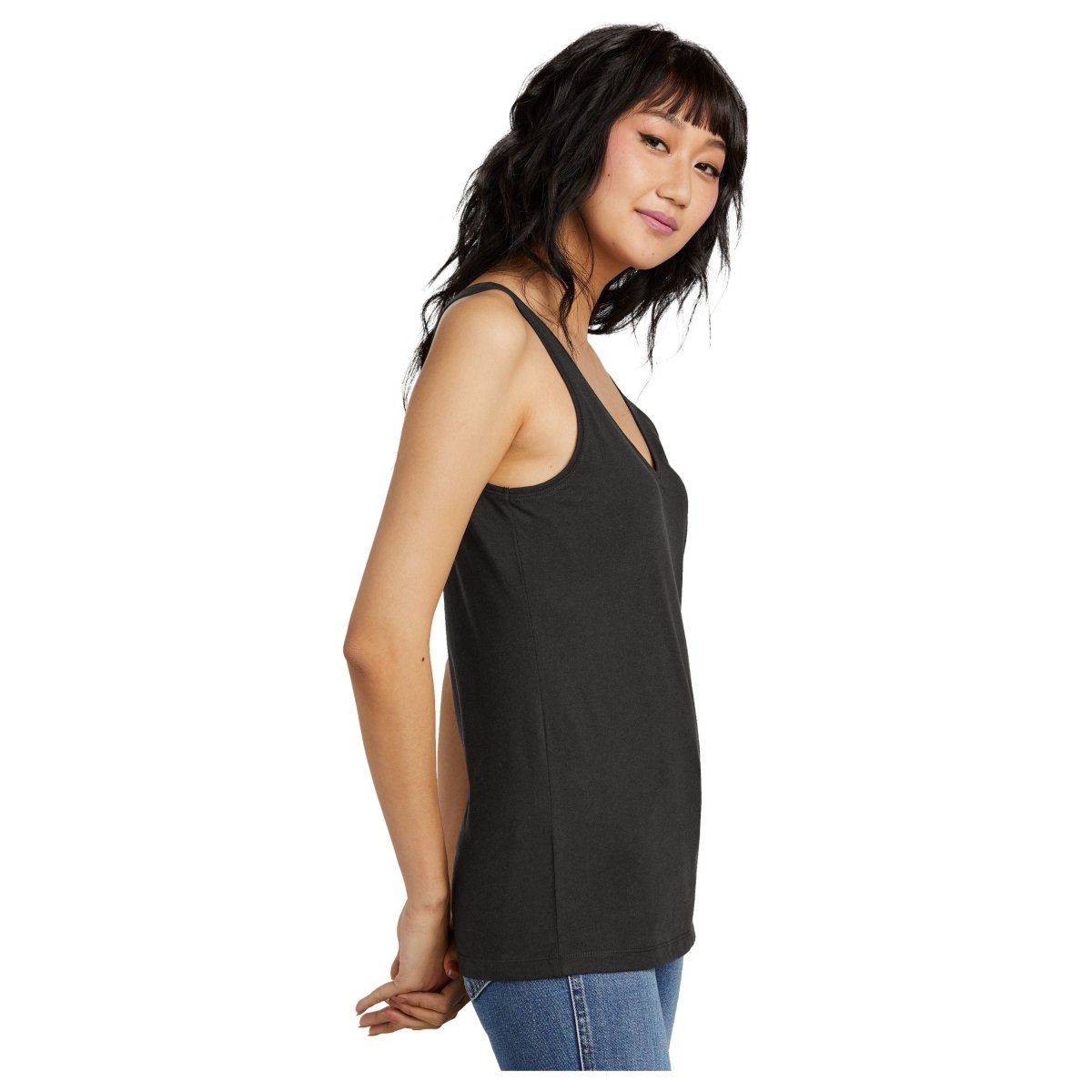 District® Women’s Perfect Blend® CVC V - Neck Tank DT154 Black XS Women's