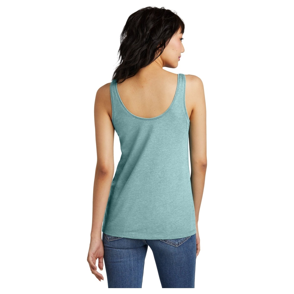 District® Women’s Perfect Blend® CVC V - Neck Tank DT154 Heathered Eucalyptus Blue XS Women's