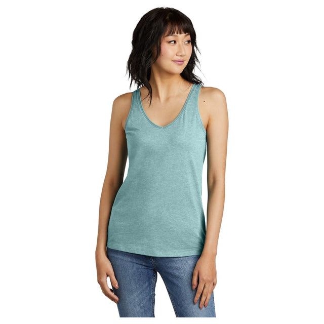 District® Women’s Perfect Blend® CVC V - Neck Tank DT154 Heathered Eucalyptus Blue XS Women's