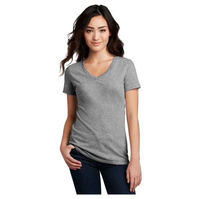 District® Women’s Perfect Blend® CVC V - Neck Tee DM1190L - Grey Frost Grey Frost X - Small Short Sleeve T-Shirts