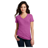 District® Women’s Perfect Blend® CVC V - Neck Tee DM1190L - Heathered Pink Raspberry Heathered Pink Raspberry X - Small Short Sleeve T-Shirts