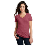 District® Women’s Perfect Blend® CVC V - Neck Tee DM1190L - Heathered Red Heathered Red X - Small Short Sleeve T-Shirts
