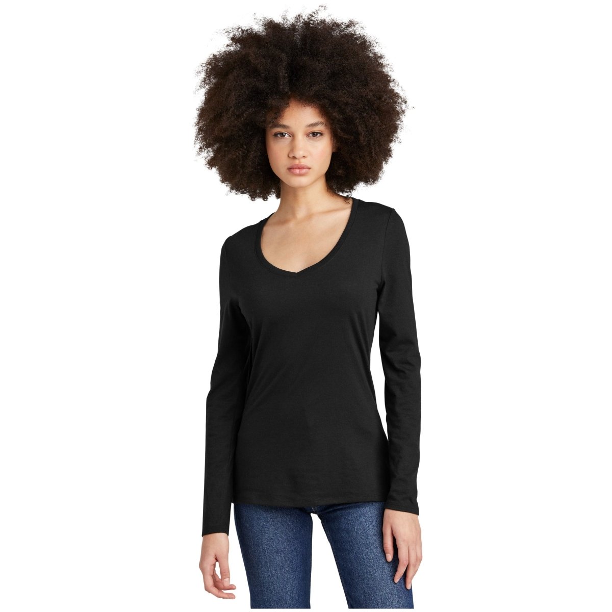 District® Women’s Perfect Tri® Long Sleeve V - Neck Tee DT135 Black XS Women's Long Sleeve T-Shirts