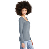 District® Women’s Perfect Tri® Long Sleeve V - Neck Tee DT135 Flint Blue Heather XS Women's Long Sleeve T-Shirts