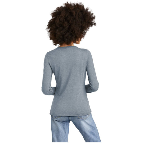 District® Women’s Perfect Tri® Long Sleeve V - Neck Tee DT135 Flint Blue Heather XS Women's Long Sleeve T-Shirts