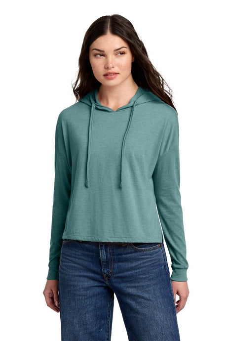 District ® Women's Perfect Tri ® Midi Long Sleeve Hoodie DT1390L - District DT1390L Heathered Eucalyptus Blue XS Women's Hoodies