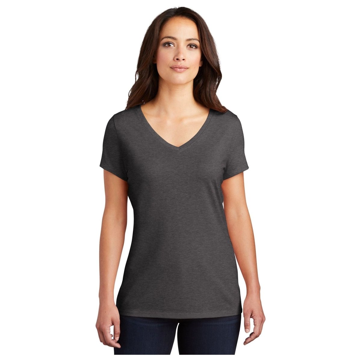 District® Women’s Perfect Tri® V - Neck Tee DM1350L - Heathered Charcoal Heathered Charcoal X - Small Short Sleeve T-Shirts