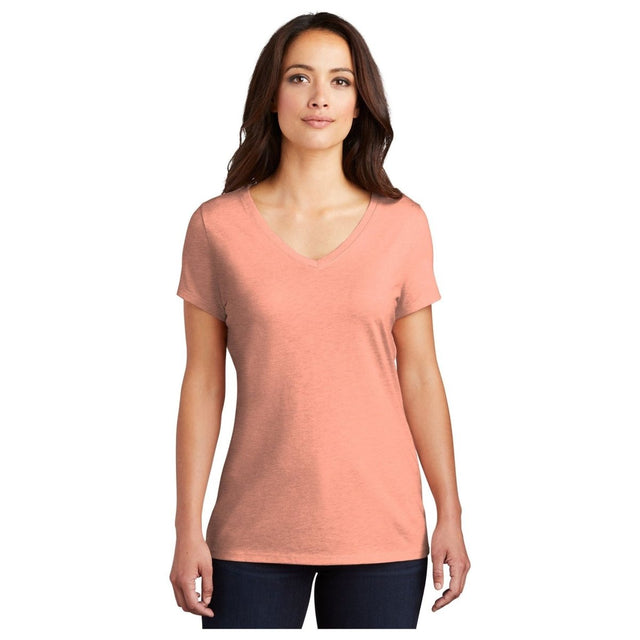 District® Women’s Perfect Tri® V - Neck Tee DM1350L - Heathered Dusty Peach Heathered Dusty Peach X - Small Short Sleeve T-Shirts